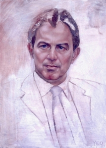 Tony Blair sketch by Jonathan Yeo, during 2001 election campaign
